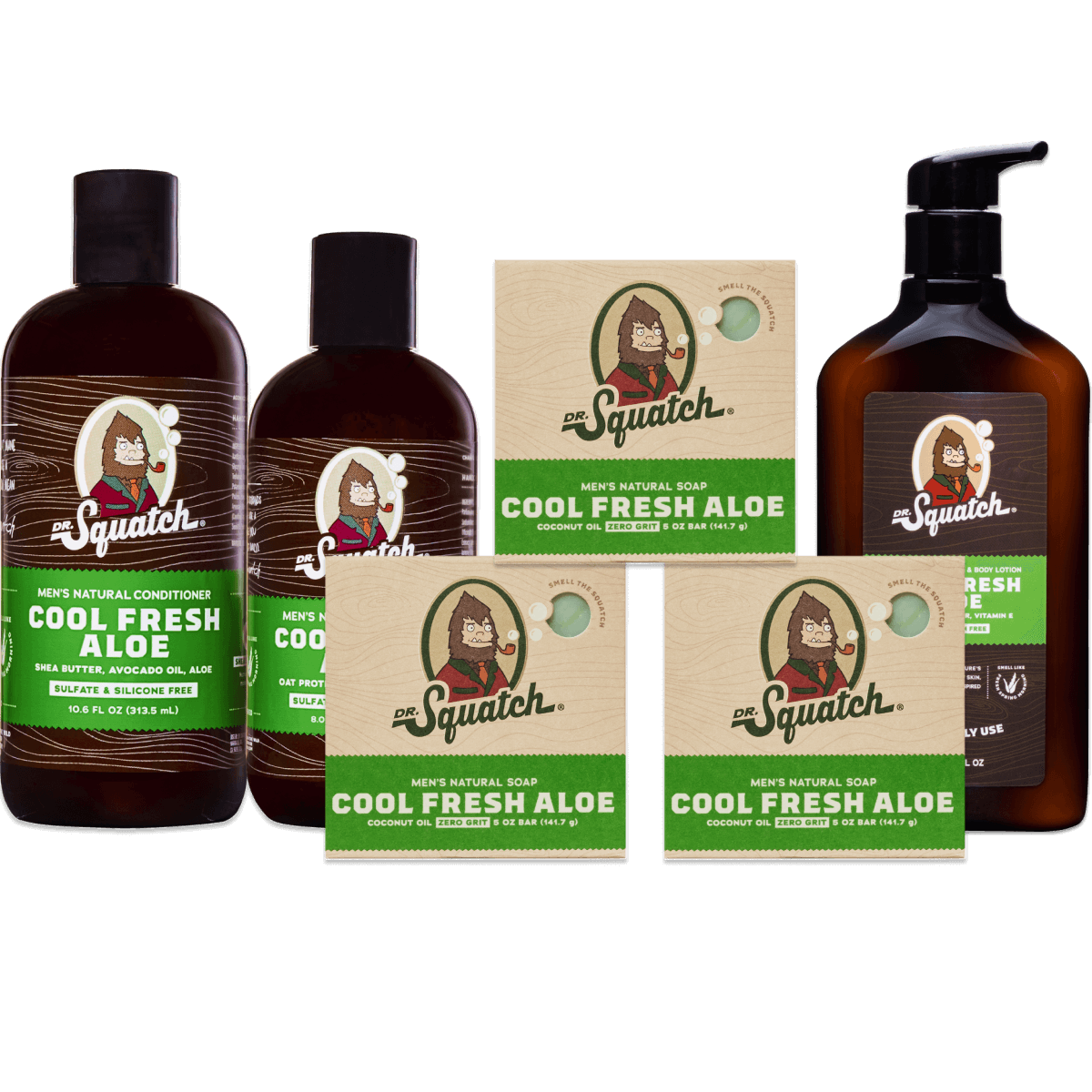 Dr. Squatch Men’s Natural Bar Soap - Forest Full Routine - Natural Shampoo and Conditioner, Aluminum-Free Deodorant, Soap Gripper, and Saver - Pine
